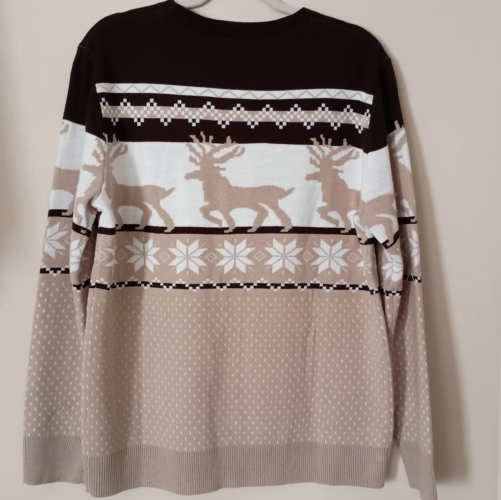 Unbranded‎ Deer Print Fairisle Nordic Cabin Prairie Preppy Winter Sweater Medium